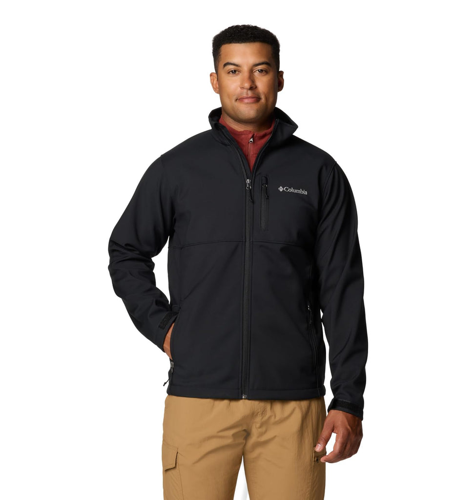 Columbia Mens Ascender Softshell Full Zip Rain Jacket, Black, 6X