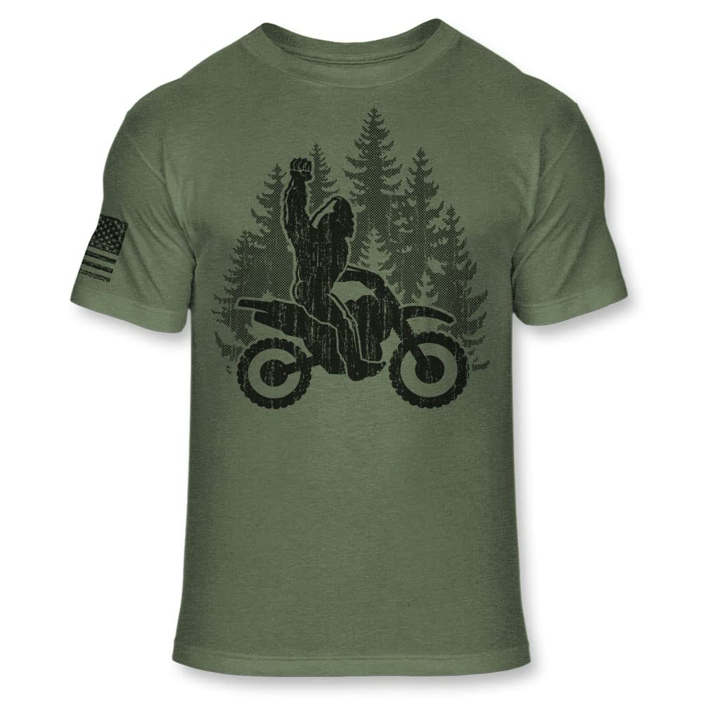 Bigfoot Dirt Bike T-Shirt - Funny Sasquatch Dirt Biking Motocross Shirt - Soft Blend T - A192 Multicolor