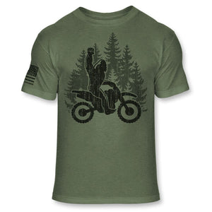 Bigfoot Dirt Bike T-Shirt - Funny Sasquatch Dirt Biking Motocross Shirt - Soft Blend T - A192 Multicolor