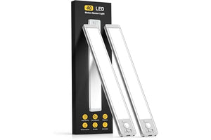 MCGOR 10inch Under Cabinet Lighting, 2 Pack Rechargeable Motion Sensor Light Indoor, 5 Levels Dimmable Magnetic Closet Lights, Wireless Under Counter Lights for Kitchen, Stairs