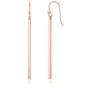 Minimalist Rose Gold Plated Long Vertical Bar Drop Earrings - Hypoallergenic, Versatile Geometric Design Fashion Jewelry for Women by MJLULU