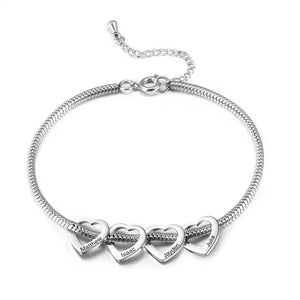 Personalized Mom Bracelet - Mother Bracelet - Engraved Mom Heart Bracelet with Kids Name - Mother's Day Gift - Mom Birthday Gifts - Personalized Mother Jewelry - Kid Heart Pendant Bracelet with Names