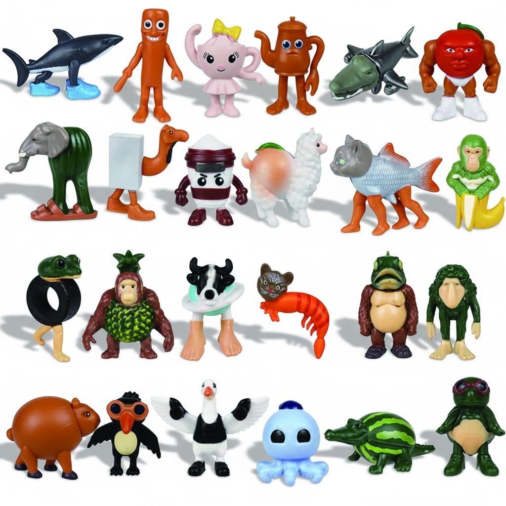 24PCS Italian Brainrot Meme Shark Figures Toys, 2 Inch Tralalero Tralala Action Figure, Tung Tung Tung Sahur Doll, Kids Birthday Party Favors Gift