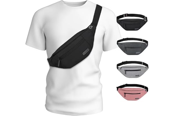 MAXTOP Large Crossbody Fanny Pack with 4-Zipper Pockets,Gifts for Enjoy Sports Festival Workout Traveling Running Casual Hands-Free Wallets Waist Pack Phone Bag Carrying All Phones