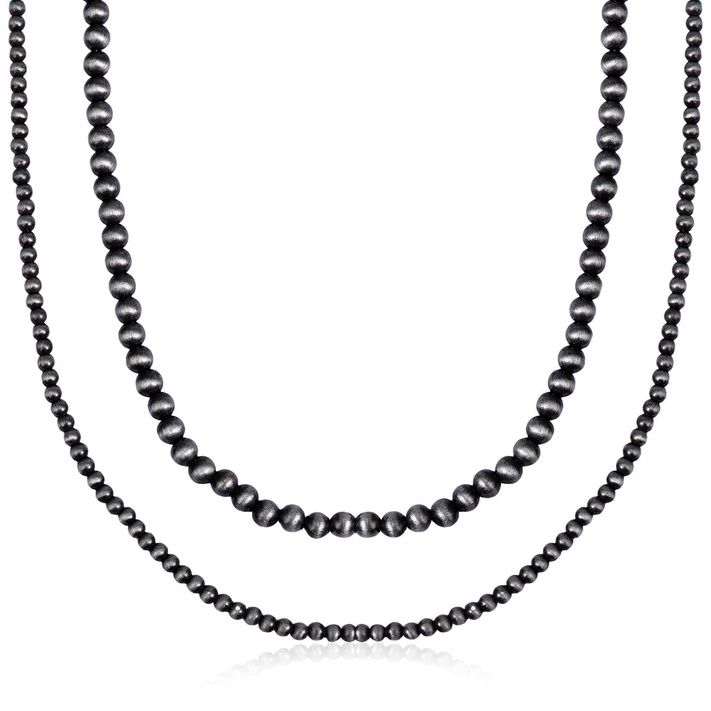 Navajo Pearl Necklace for Women Western Jewelry Handmade Boho Necklaces Pearls Bead Double Layered Necklaces for Women