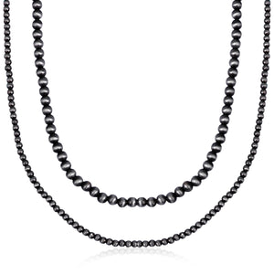 Navajo Pearl Necklace for Women Western Jewelry Handmade Boho Necklaces Pearls Bead Double Layered Necklaces for Women