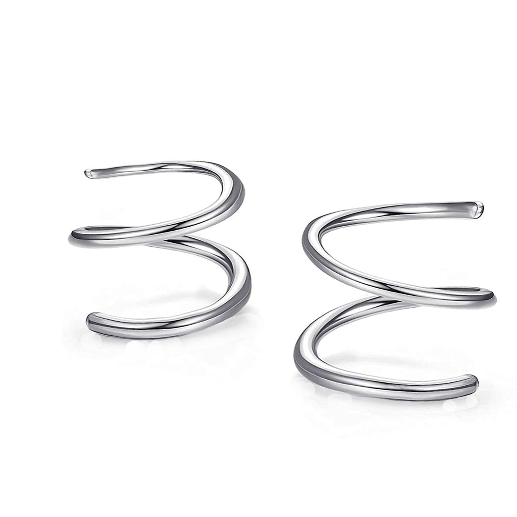 Twist earrings, sterling silver small spiral double hoop helix piercing, fake double hoop