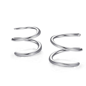 Twist earrings, sterling silver small spiral double hoop helix piercing, fake double hoop