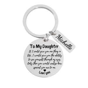 Customizable Stainless Steel Keychain for Daughter – Engraved I Love You Keepsake with Inspirational Message – Birthday, Christmas, Graduation, or Holiday Stocking Stuffer