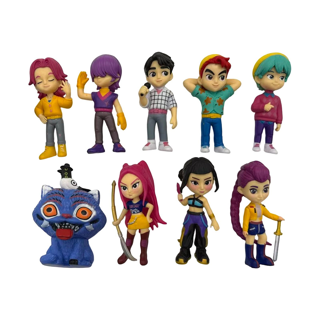 D-emon H-unters Action Figures,Korean Idol Doll,9pcs H-unters Doll Model Set, Anime Character Figures, Desktop Decorations, Home & Office Decoration Accessories (9)