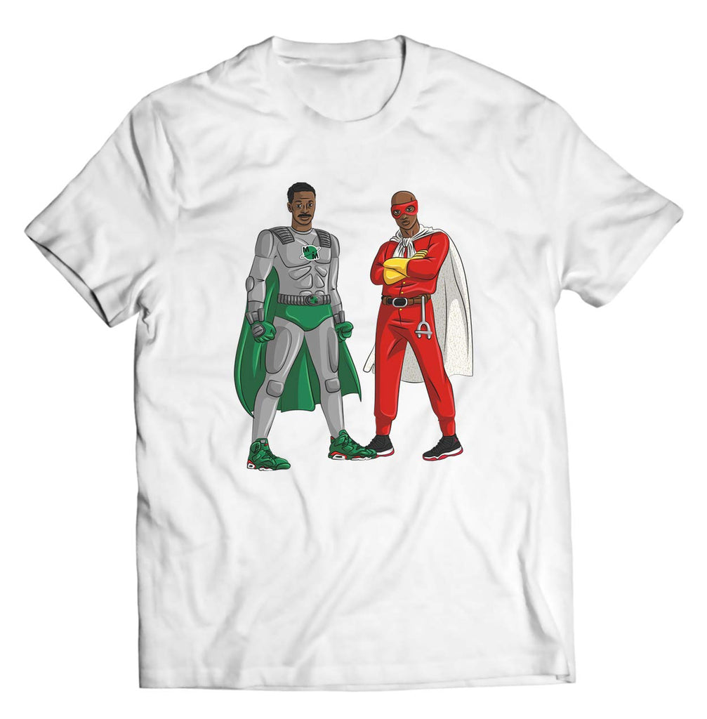 Street Rebirth Unisex Meteor Man And Blank Man Shirt - 90s Black Art Superhero T-Shirt, White, Small