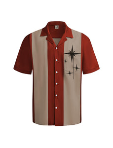 Hardaddy Men's Camp Collar Retro Vintage Bowling Button Down Shirt with Pocket Casual Short Sleeve Beach Shirts Summer Crimson Red XL