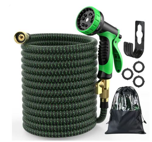 100Ft Flexible Garden Hose W/10 Function Nozzles