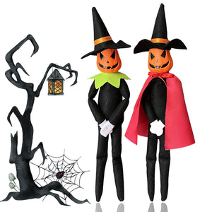 2025 New 14Inch Halloween Pumpkin Elf Plush Stuffed Doll,Handmade Stuffed Christmas Pumpkin Elf Toys Ornament for Halloween and Autumn Harvest Holiday Tabletop Home Decorations (Green 1pc + red 1pc)