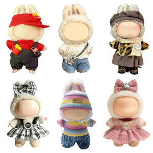 (6 Pack) Clothes for LABUBU 17cm Doll (NO Dolls), Exquisite Luxury Designer Outfits with Hats & Accessories, Fashion and Premium Doll Clothing Set Suitable for Dress up Unique Style