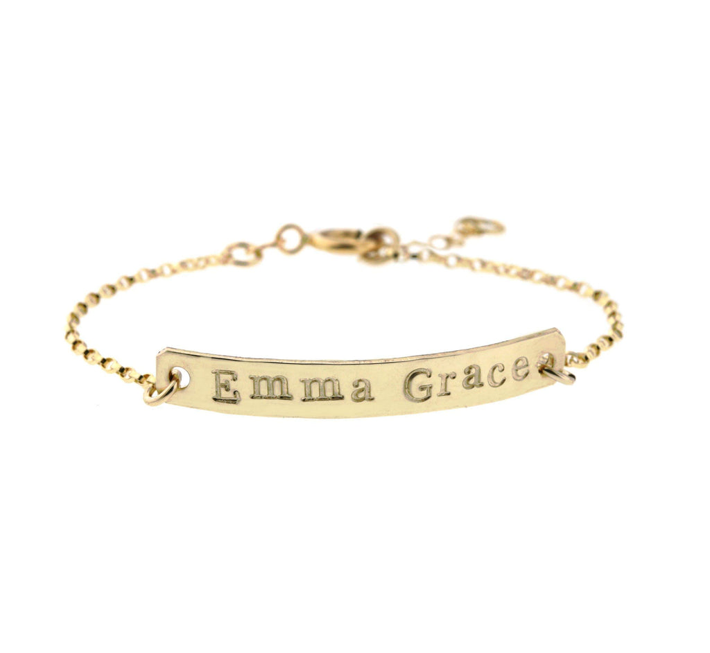 By Hannah Design 14K GOLD Filled (NOT PLATED) Baby/Toddler/ChildrenBracelet - Personalized Handstamped Artist Created Quality Bracelet