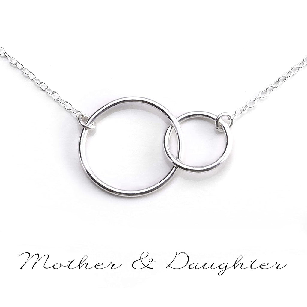 Pure 925 Sterling Silver Mother Daughter Interlocking Circle Necklace - Infinity Mothers Day Gift, Mother of the Bride Gift, Great Necklace for Teen Daughter
