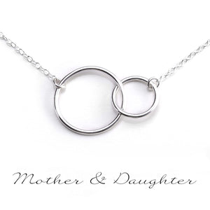 Pure 925 Sterling Silver Mother Daughter Interlocking Circle Necklace - Infinity Mothers Day Gift, Mother of the Bride Gift, Great Necklace for Teen Daughter
