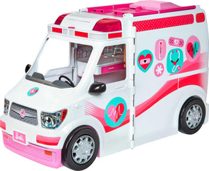 ???Barbie Playset with 20+ Accessories, Emergency Vehi??cle Transforms into 2+ Foot Hospital with Lights and Sounds, Care Clinic????????