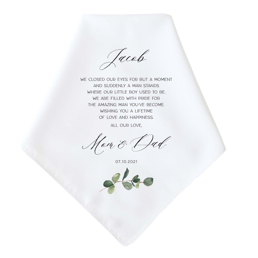 Son Wedding Gift from Mom, Dad, Parents | Personalized Wedding Handkerchief Gift for Son | Groom Gifts from Mom | Keepsake