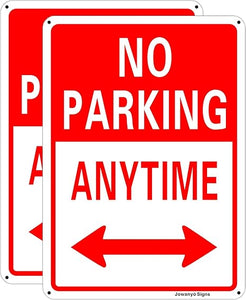 Bigtime | No Parking Anytime Aluminum Metal Sign With Arrow For Private Driveway