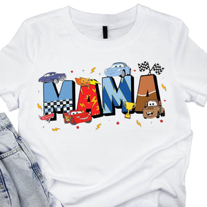 Cars Mama Shirt, Tee, Car Lovers Mom Sweatshirt, Cartoon Family Matching Shirt, Boys Mama Tee, Dada Cars T-Shirt, Cute Mom Gift Multicolor