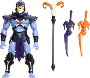 Masters of The Universe Origins Action Figure 200X Cartoon Collection Skeletor, 5.5 Inch 1980s Motu TV Villain, Detailed Design & Cape Staff 2 Swords?