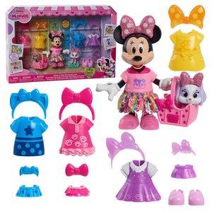 Disney Junior Minnie Mouse Glitter and Glam Pet Fashion Set, 23-piece Doll and Accessories, Kids Toys for Ages 3 Up by Just Play