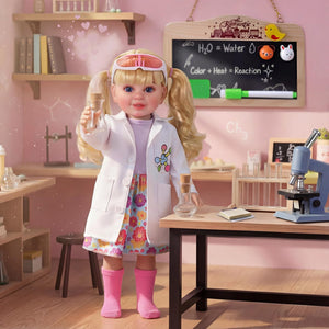 BABESIDE American Realistic Baby Doll Girl, 16 Inch Pretend Play Dolls Set, Long Gold Ponytail Complete with Clothes and Toy Accessories Gift for Kids Age 3+