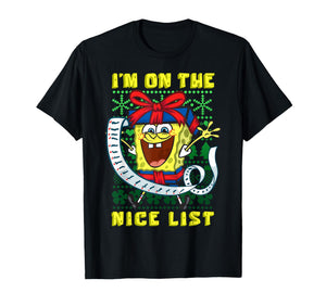 Mademark x SpongeBob SquarePants - SpongeBob Christmas I'm On The Nice List of Santa Boys Girls T-Shirt