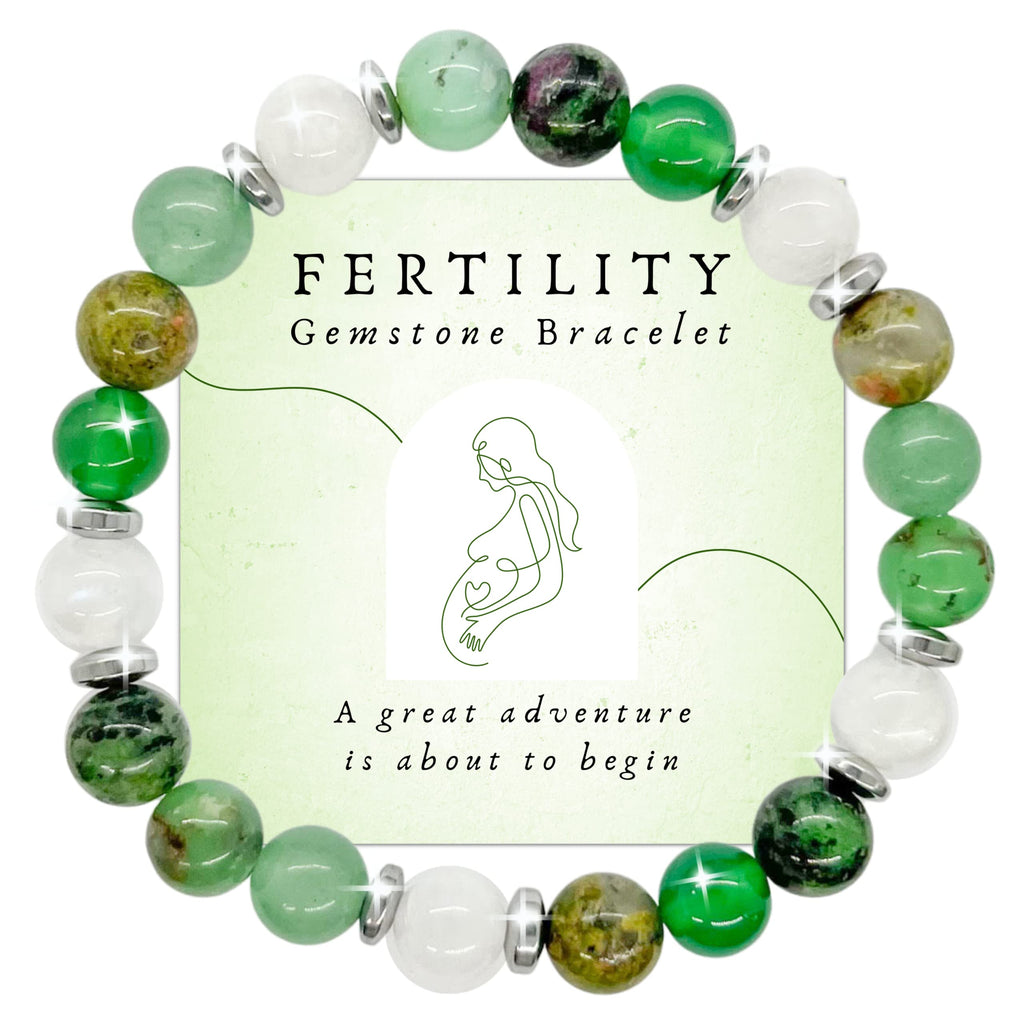 Mother's Ray Fertility Bracelets For Women - Natural Crystals and Gemstones - 8mm Beaded Stretch Bracelet - One Size Fits All - Infertility Gifts For Women IVF Must Haves