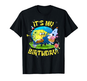 Spongebob It's My 4th Birthday Cake 4 Years Old Spongebob T-Shirt