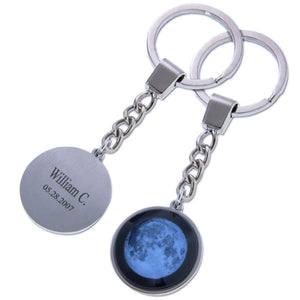 Custom Birth Moon Phase Keychain for Men, Personalized Name & Special Date Keychain with Moon Design, Meaningful Keepsake Birthday Gift for Friend, Him, Boyfriend, and Dad