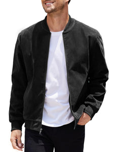 COOFANDY Men's Casual Varsity Jacket Vintage Lightweight Suede Bomber Jackets