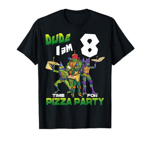 Mademark x Teenage Mutant Ninja Turtles - Dude I am 8 Years Old Turtles Pizza Birthday Party T-Shirt