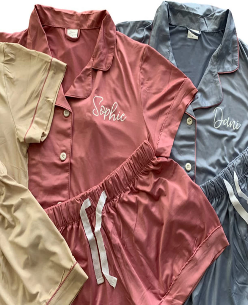 Taniri Personalized Soft Modal Pajama Set for Women - Bridesmaid Pajamas for Wedding, Bridal Shower Gifts and Bridesmaid Proposal - Customized Women's PJs Multicolors