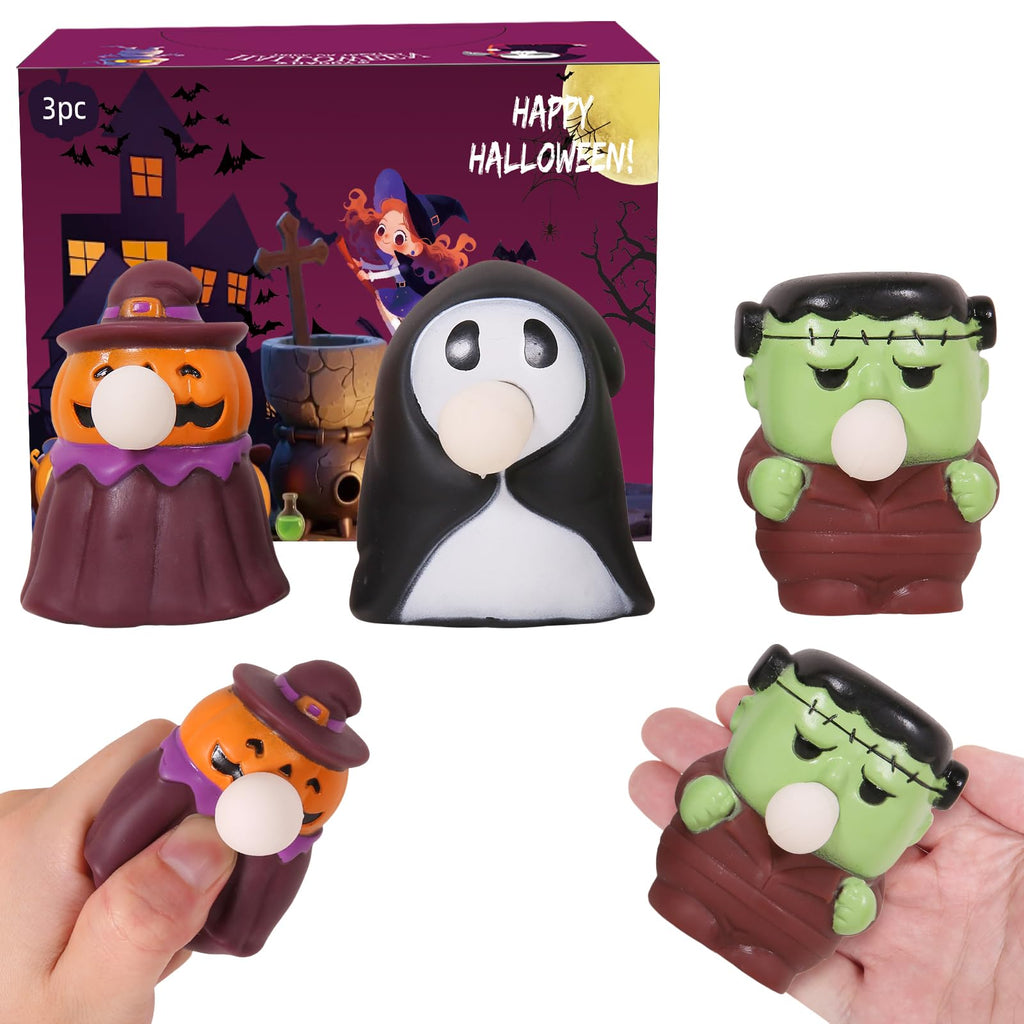 3 Pack Halloween Squishies Toys, Slow Rising Squishies Toys ,Vampire,Pumpkin,Ghost,Hallowen Squeeze spit Bubble Toys for Kids Boys Girls Toddlers Hallowen Stocking Stuffers Party Favors Gifts