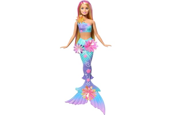 Barbie Mermaid Toy Dolls with Surprise Magic Blooming Flowers Feature, Ombre Tails, Pearl Headband Accessory & Long Blonde Hair with Pink Highlights