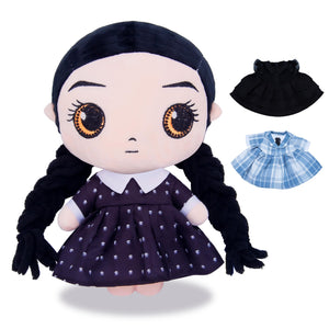 Girls Plush Dolls Toy with 3 Dress-Up Outfits,10 Inches Halloween Doll with Dresses,Stuffed Doll Set for Birthday and Party Favors, for Girls and Kids