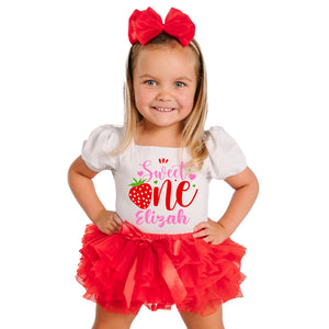 Berry First Birthday Outfit Girl Strawberry Baby Dress Strawberry One Shirt 1st Birthday Toddler One Tutu Tulle Skirt, Onesies for Baby Girl and Bow Baby Headbands 3pcs Strawberry Birthday Dress