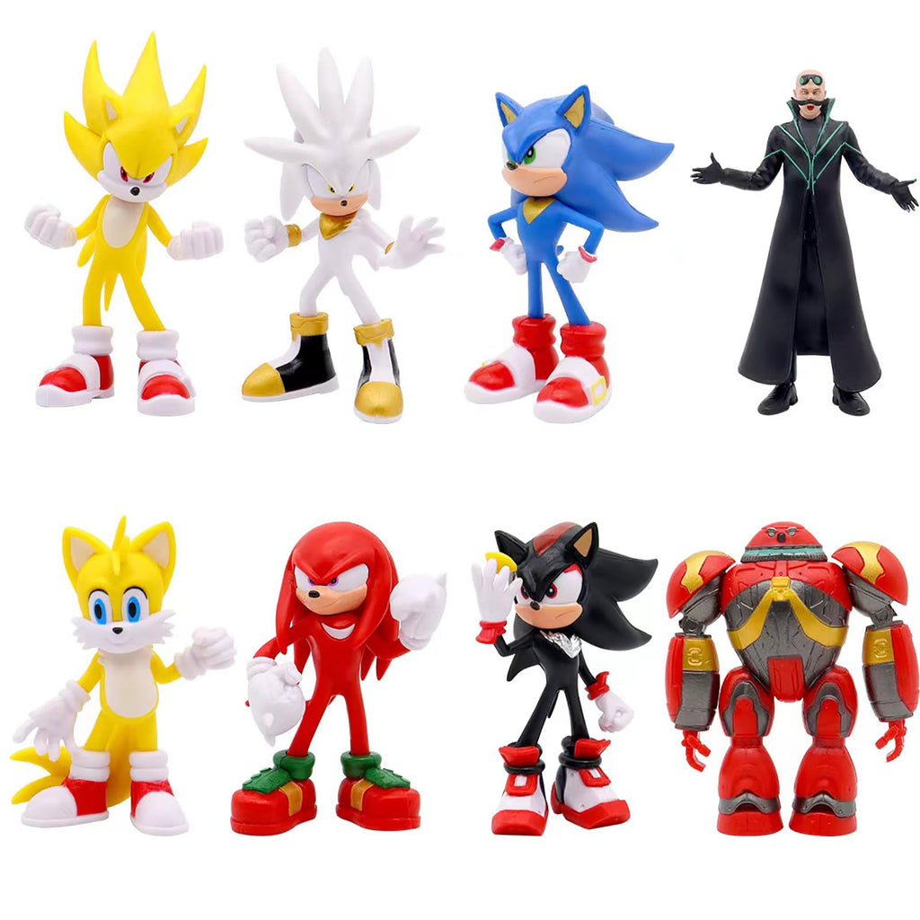 DYALE 8PCS Super Speed Hedgehog Action Figures, 5.2-5.7-Inch PVC Figures, Perfect for Kids and Anime Movie Fans