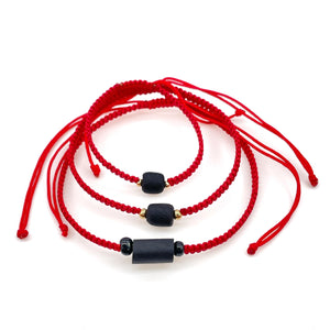 CRUZONE Red String Bracelet for the Family Against Evil Eye Genuine Jet Stone Azabache Para el Mal de Ojo