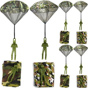 6PCS Army Camo Parachute Toys Hand Throwing Kids Outdoor Games Toys ?Army Men Action Figures Tangle Free Throwing Toy Parachute Outside Gifts for Kids Ages 3-16