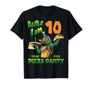 Mademark x Teenage Mutant Ninja Turtles - Dude I am 10 Years Old Mikey Pizza Birthday Party T-Shirt
