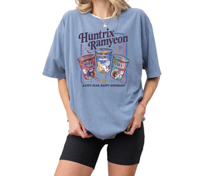 CUSTOM TSHIRT HUB Huntrix Ramyeon T-Shirt Demon Hunters Korean Food Ramen T-Shirt with Cartoon Characters Unique Huntrix Ramyeon Sweatshirt, Korean Noodle Cup Graphic Kids Shirt