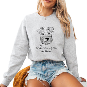 Schnauzer Mama Women's Long Sleeve Crewneck Schnauzer Dog mom Sweatshirt Schnauzer Puppy Print Graphic Shirts Pullover Tops Sand
