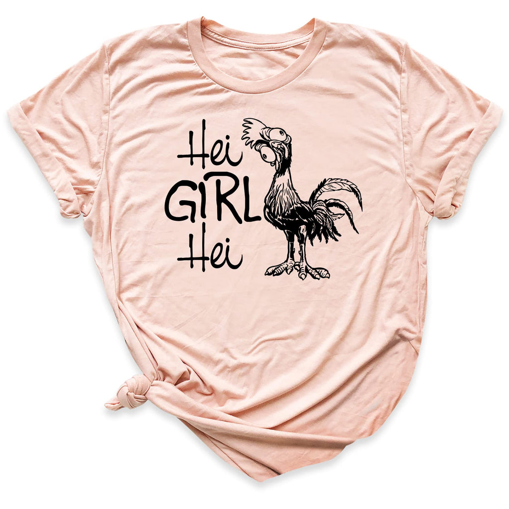 Womens Moana Shirt, HEI Girl HEI T-Shirt, Funny Chicken Shirts, Rooster Moana T Shirt, Vacation Tops Multiple Colors
