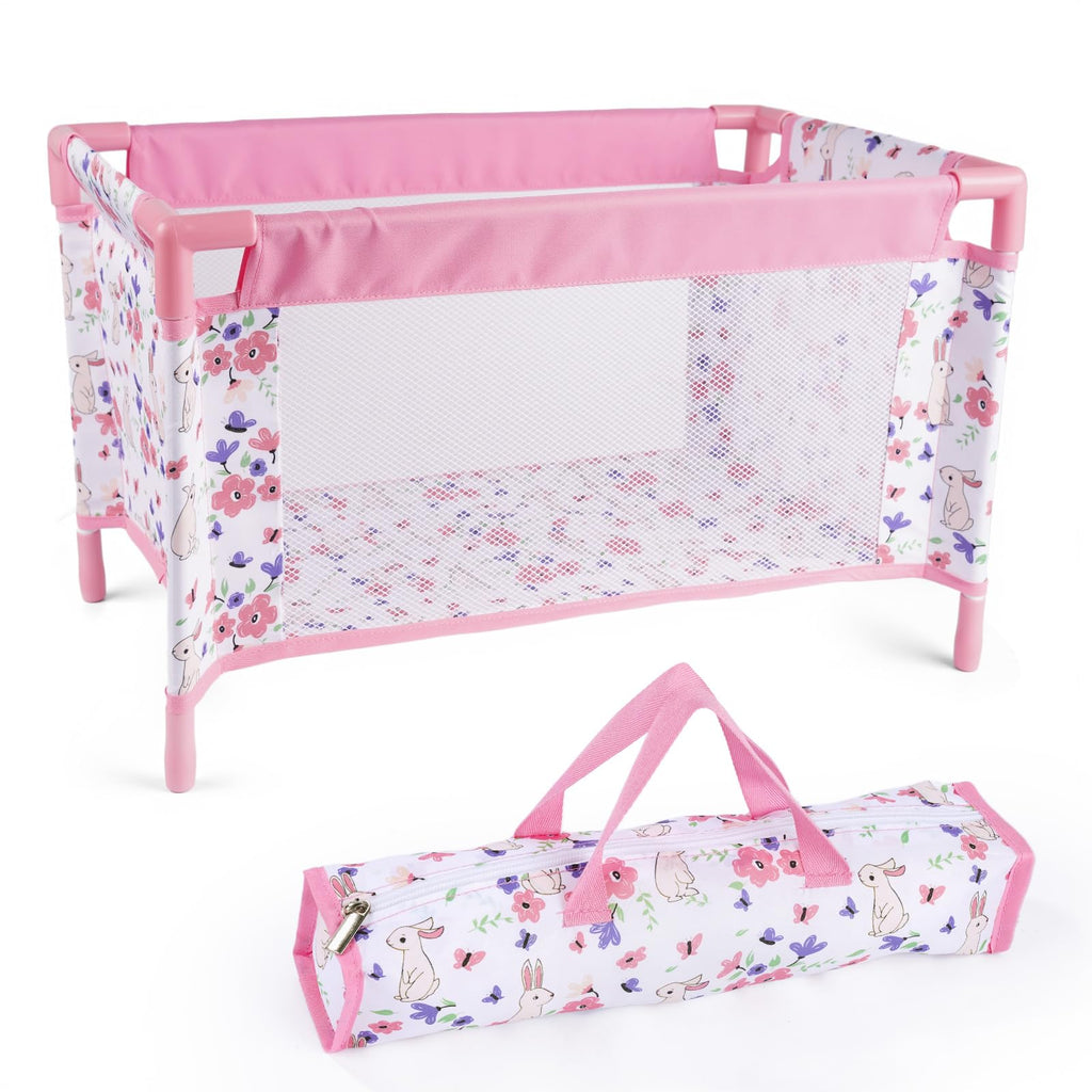Reborn Baby Dolls Crib, Babys Doll Bed for 18 Inch Baby Dolls, Removable Babys Doll Playpen Toy Crib, Reborn Baby Doll Accessories with Storage Bag, Toy Gift for Kids Ages 3+