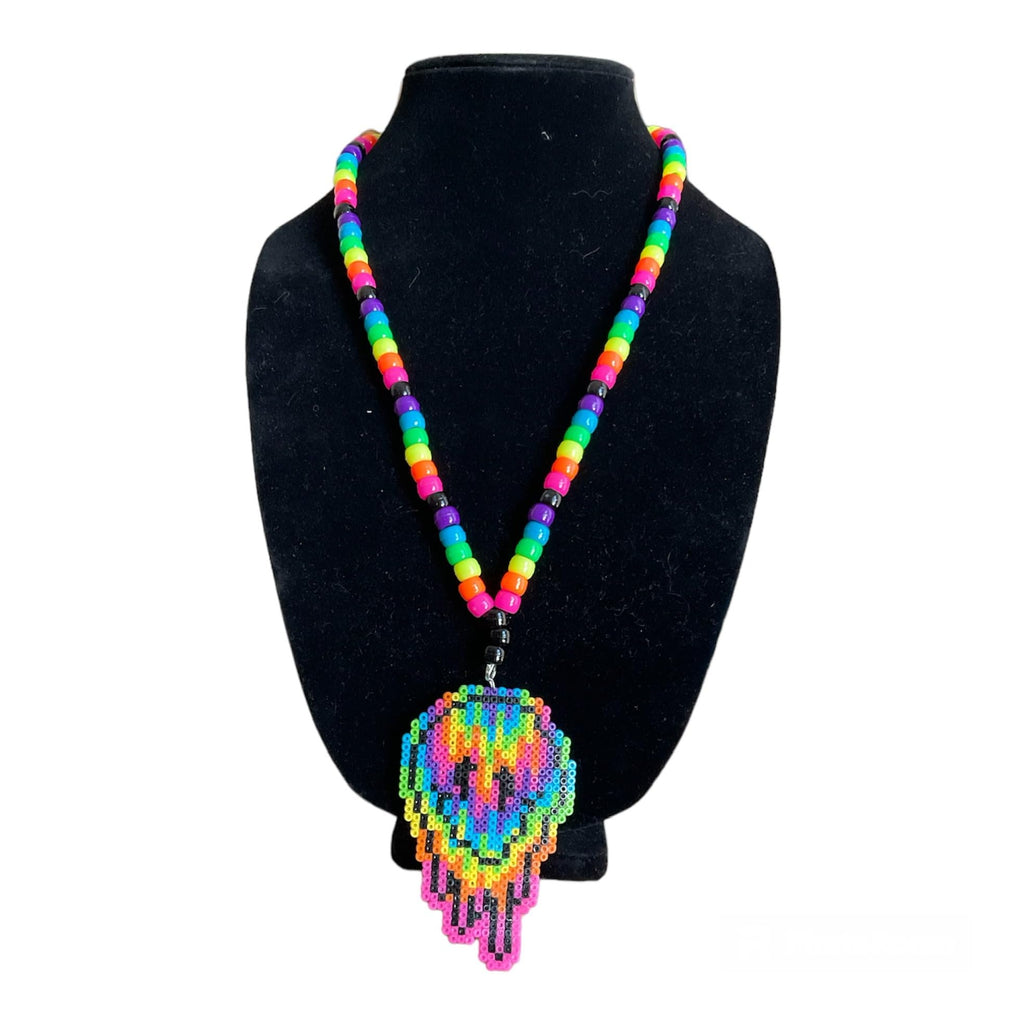 Melty Smile Face Mini Kandi Necklace For Rave Festival Party Event