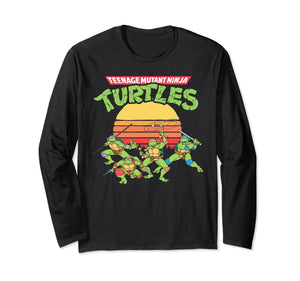 Mademark x Teenage Mutant Ninja Turtles - Teenage Mutant Ninja Turtles Retro Logo & Eighties Sunset Long Sleeve T-Shirt